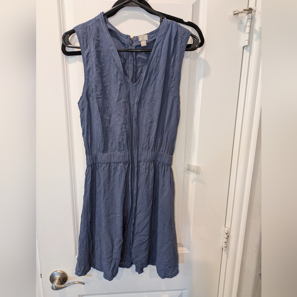 Converse One Star Dusty Blue Sleeveless Romper Gold Zip Front Size S